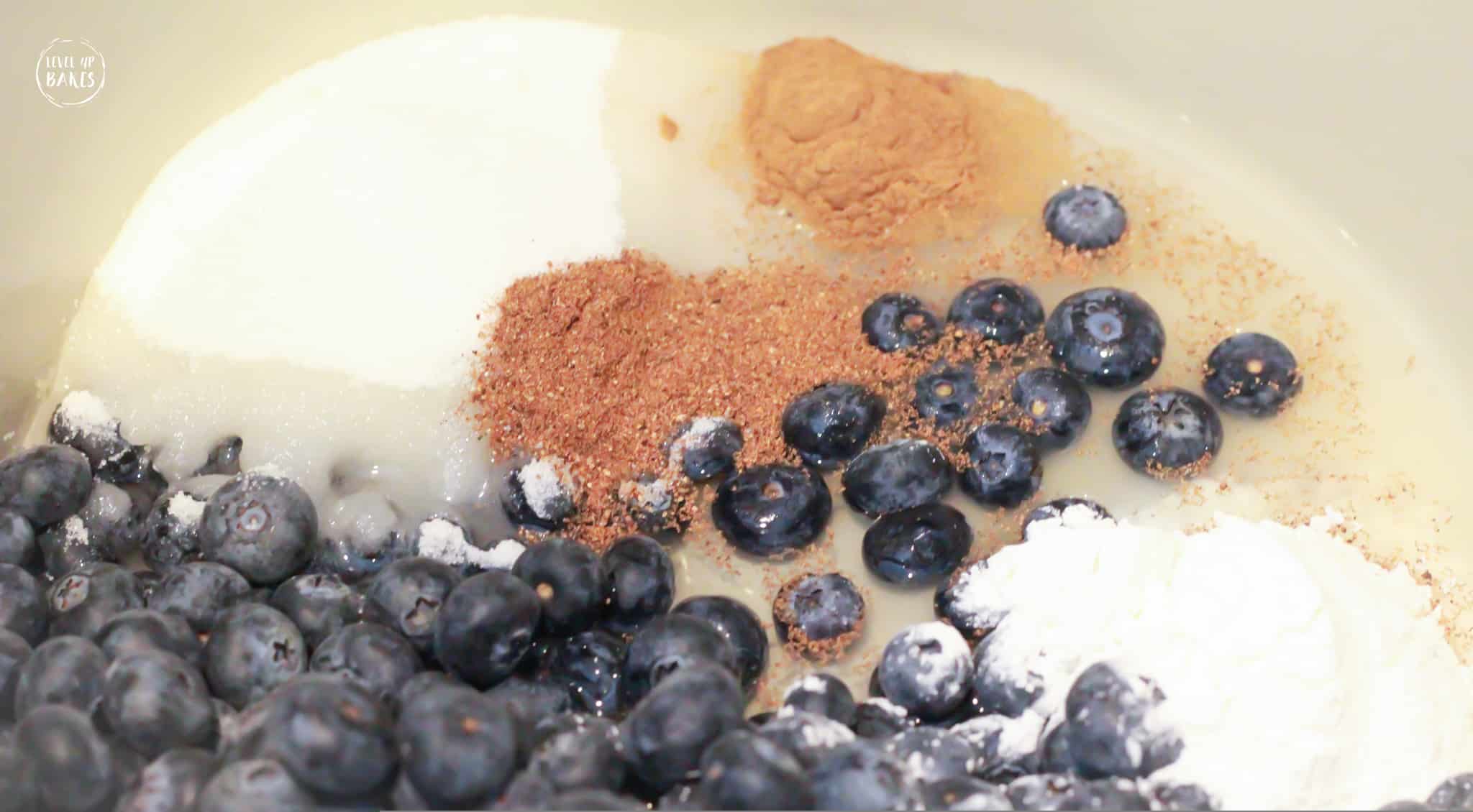 blueberry ingredients in a dutch oven