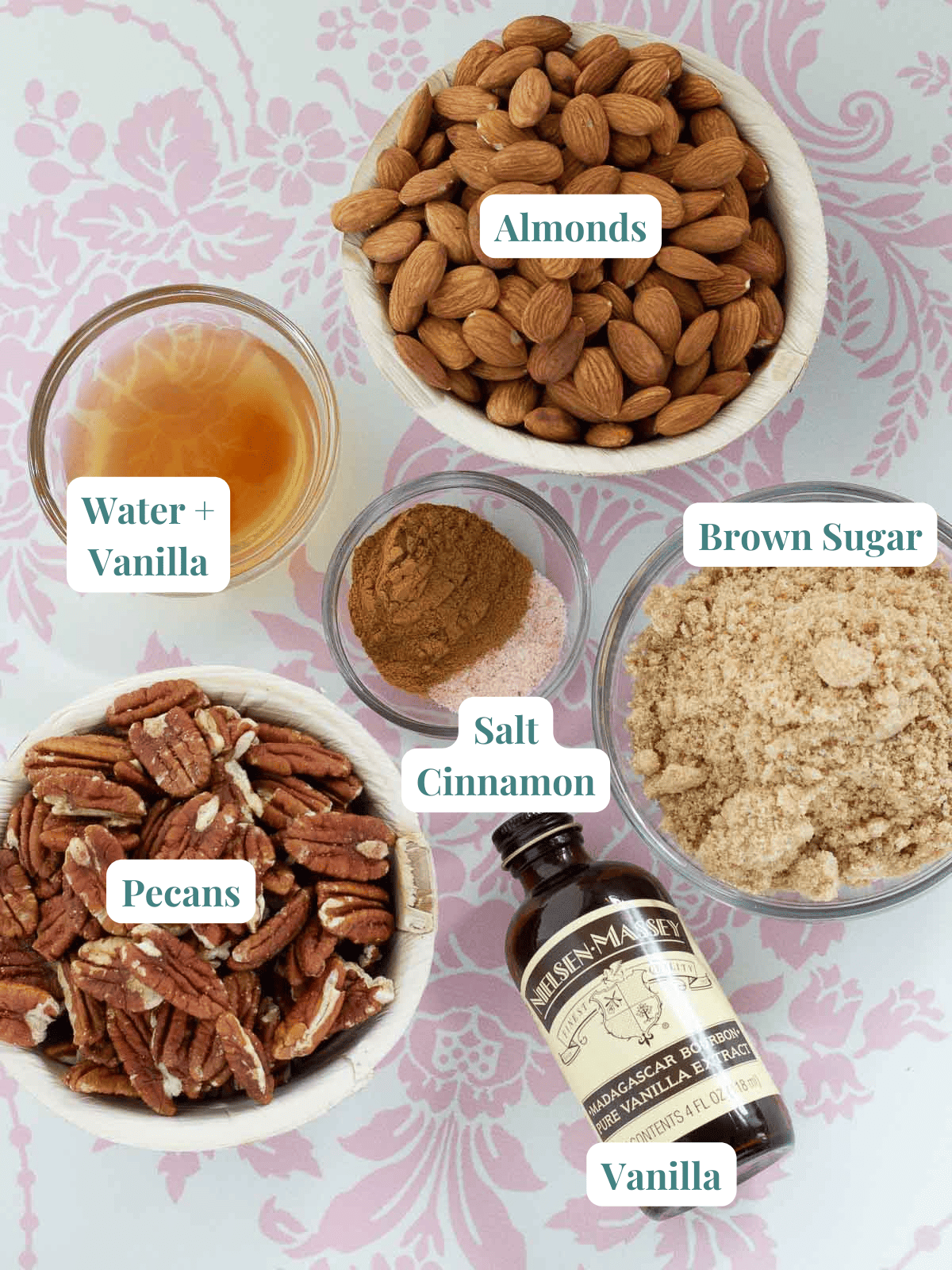 candied pecans and almonds ingredients.
