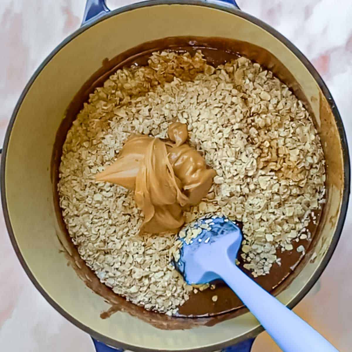 oats, vanilla, and peanut butter added