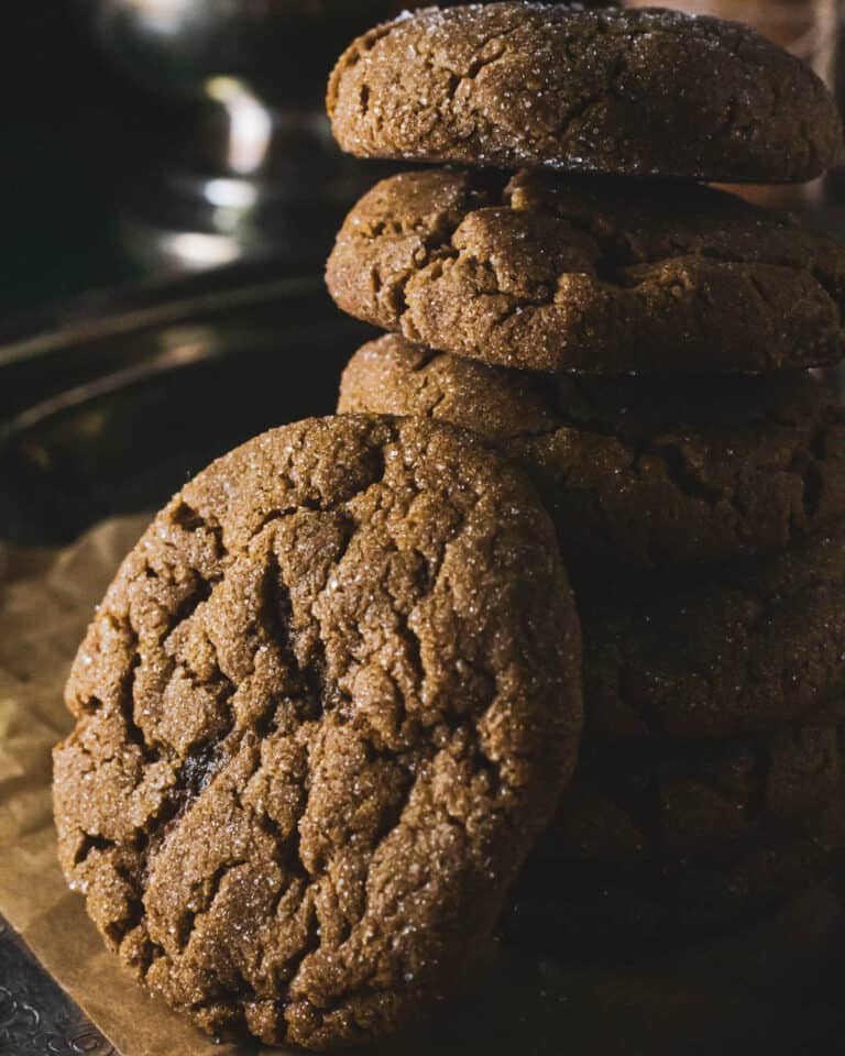 Close up of a stack of gingerbread cookies