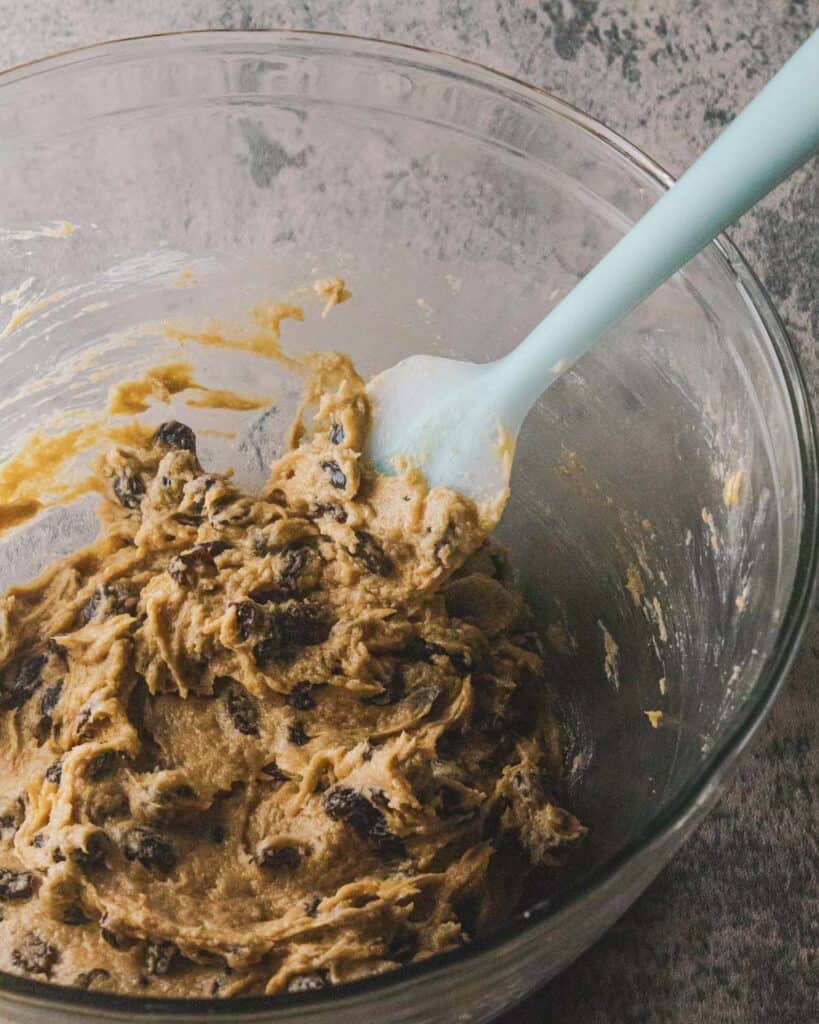 cookie dough mixed with raisins