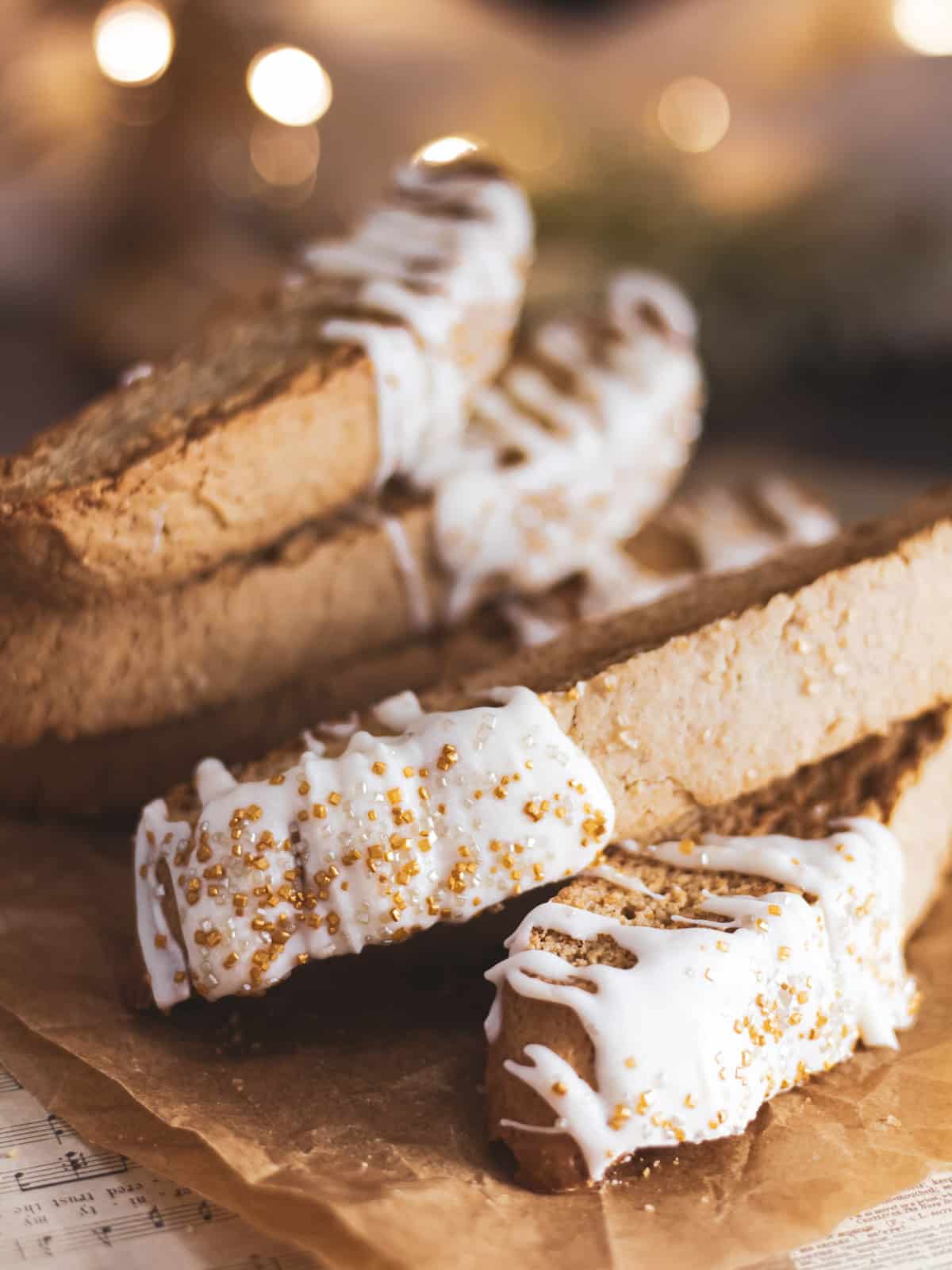 a couple stacks of gingerbread biscotti