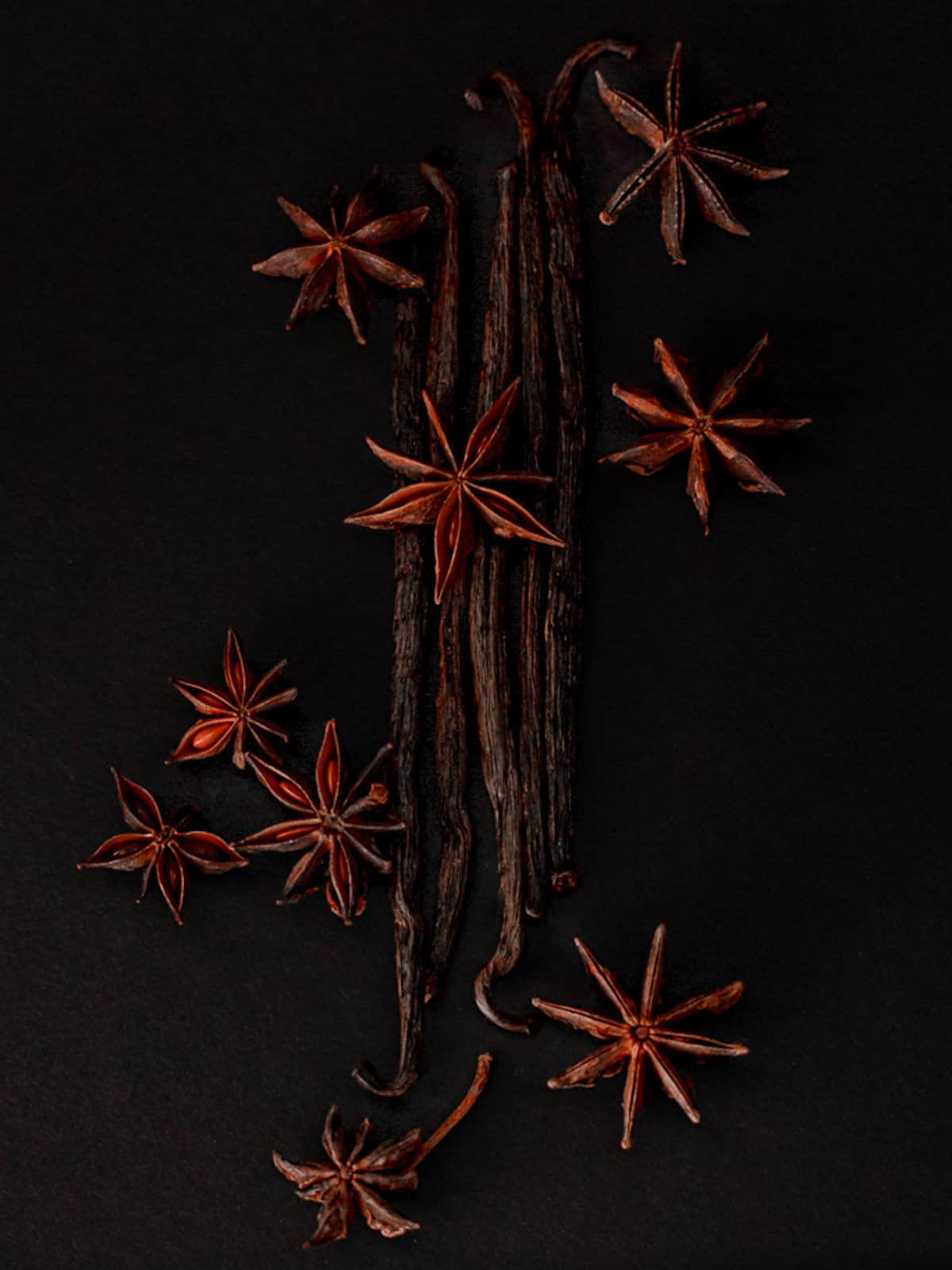 vanilla pods with star anise