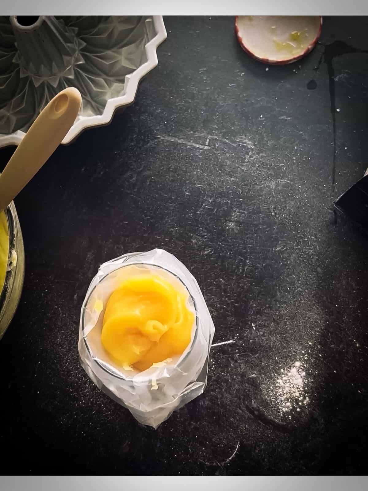 lemon curd filling placed in a bag