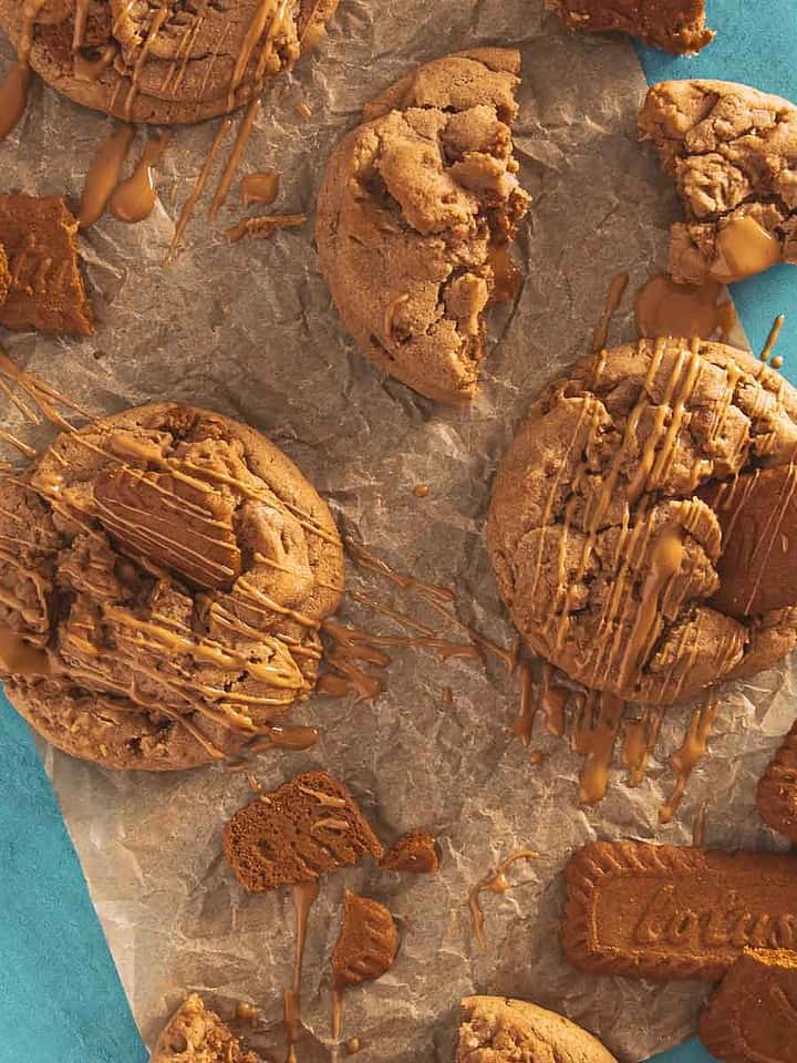 Cookie butter cookies drizzled in cookie butter.